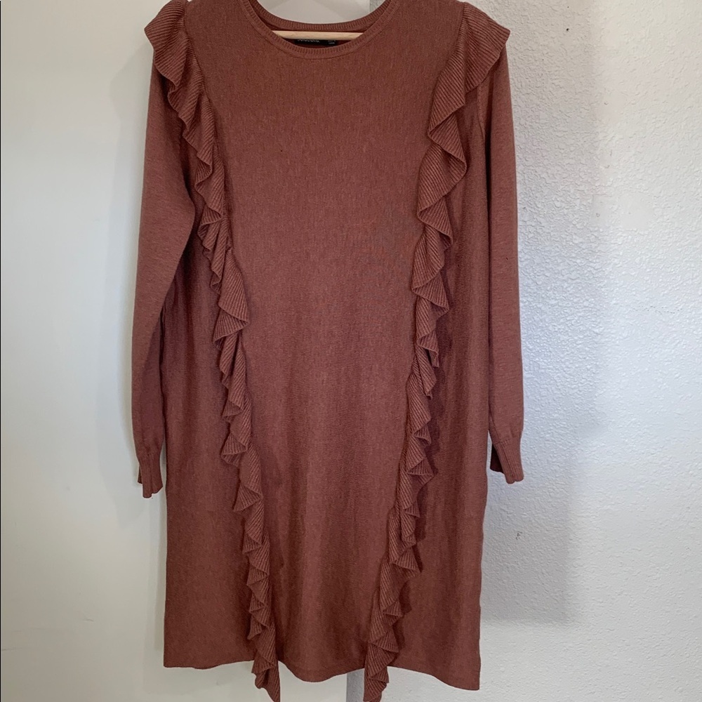 Moca ruffled knee length sweater dress